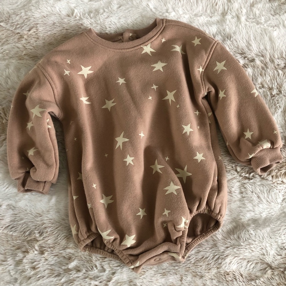 Cute Tan Star Baby Romper